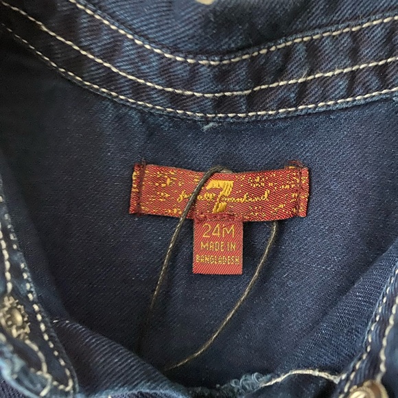 7 For All Mankind Dark Wash Denim Front Snap Closure Shirt Toddler Size 2T NWT - Picture 4 of 5
